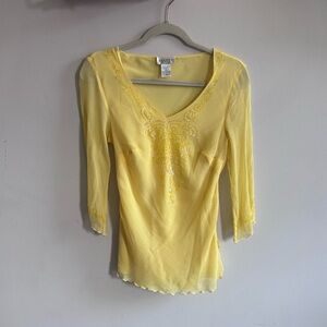 Vintage Allison Taylor Yellow Sequin Top